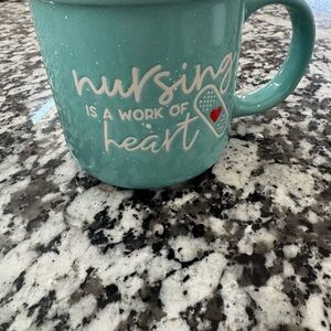 Teal Ceramic Mug - Nursing is a Work of Heart